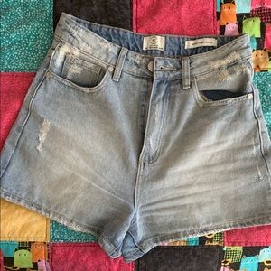 Cotton high rise jean shorts